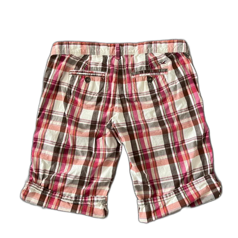 hollister low rise plaid bermuda cargo shorts